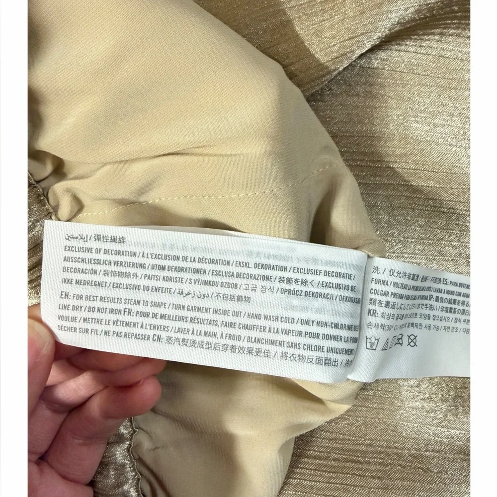 A&F Gold Metallic Pleated Wide Leg Pants L | Holiday Party NYE Outfit - Picture 11 of 13